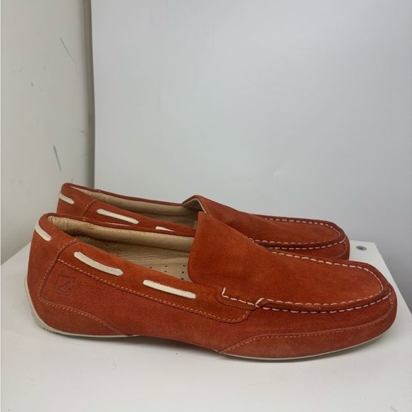 NWOB Sperry Men’s Orange Suede Slip On Loafer Comfort Shoes 9 M - Picture 3 of 4